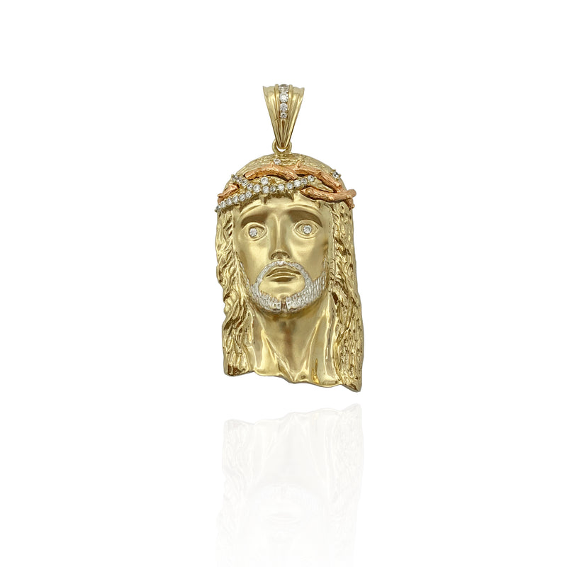 Jesus Head Tri-Color Gold Zirconia (14K)