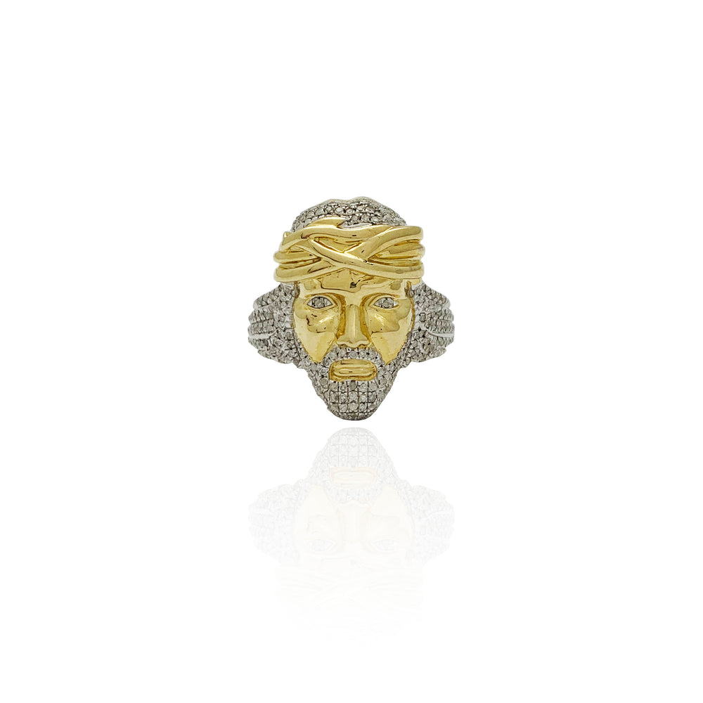 Diamond Jesus Head Ring (10K).