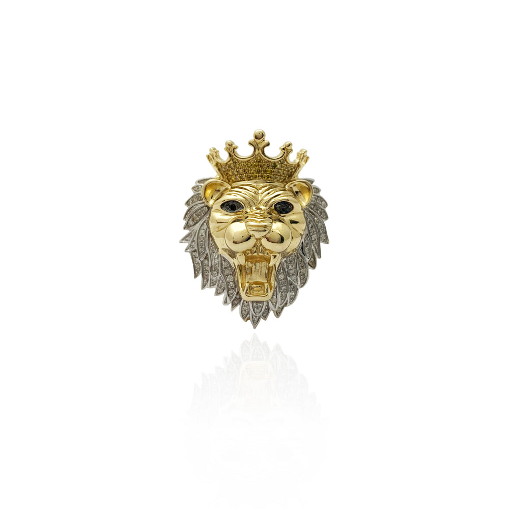 Diamond King Lion Head Ring (14K).