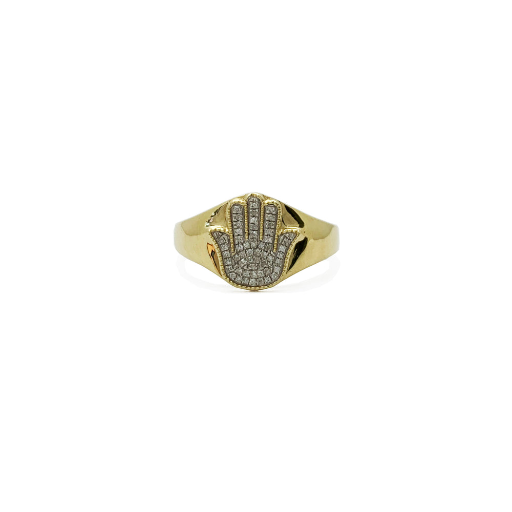 Diamond Hamsa Ring (10K).