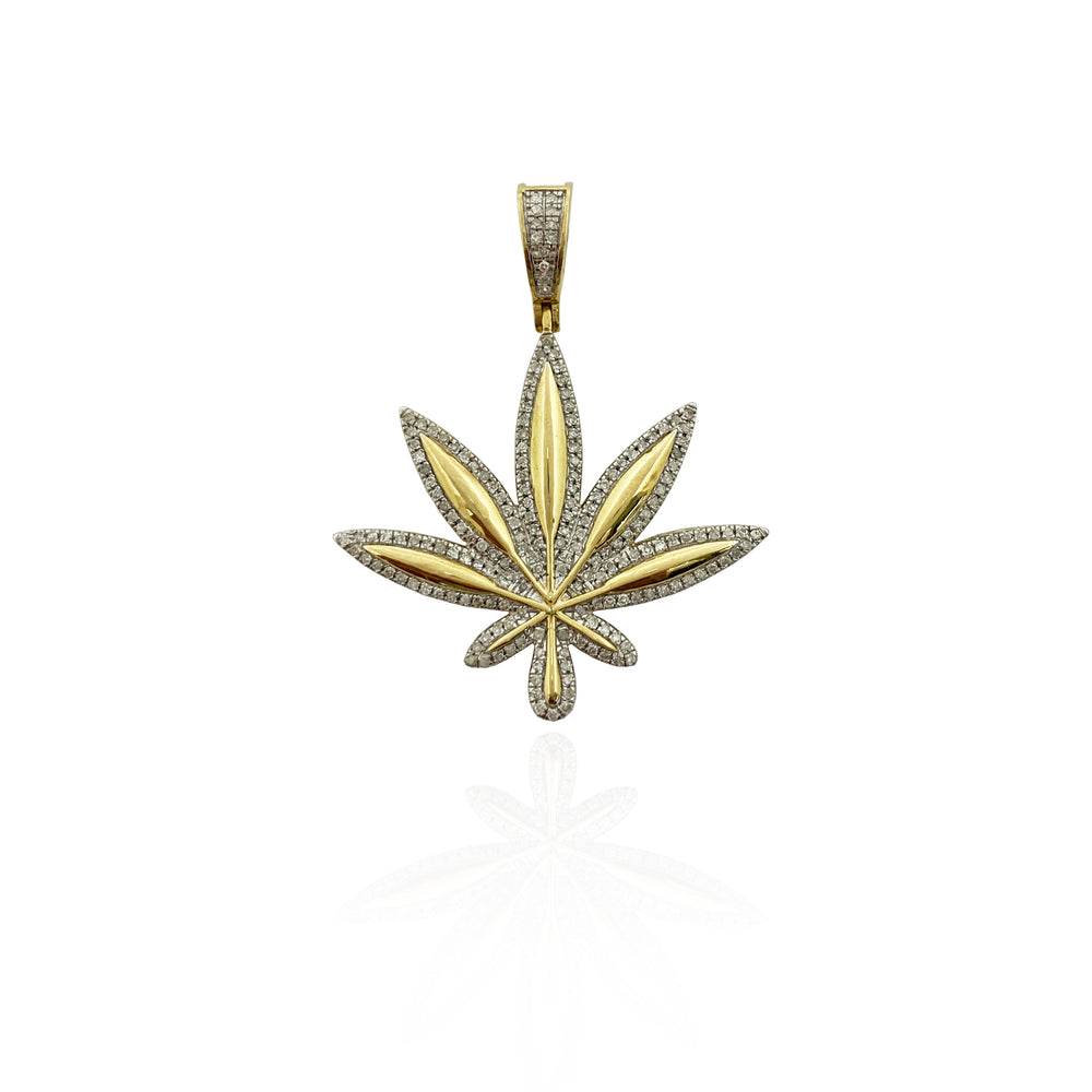 Diamond Cannabis Leaf Pendant (10K).