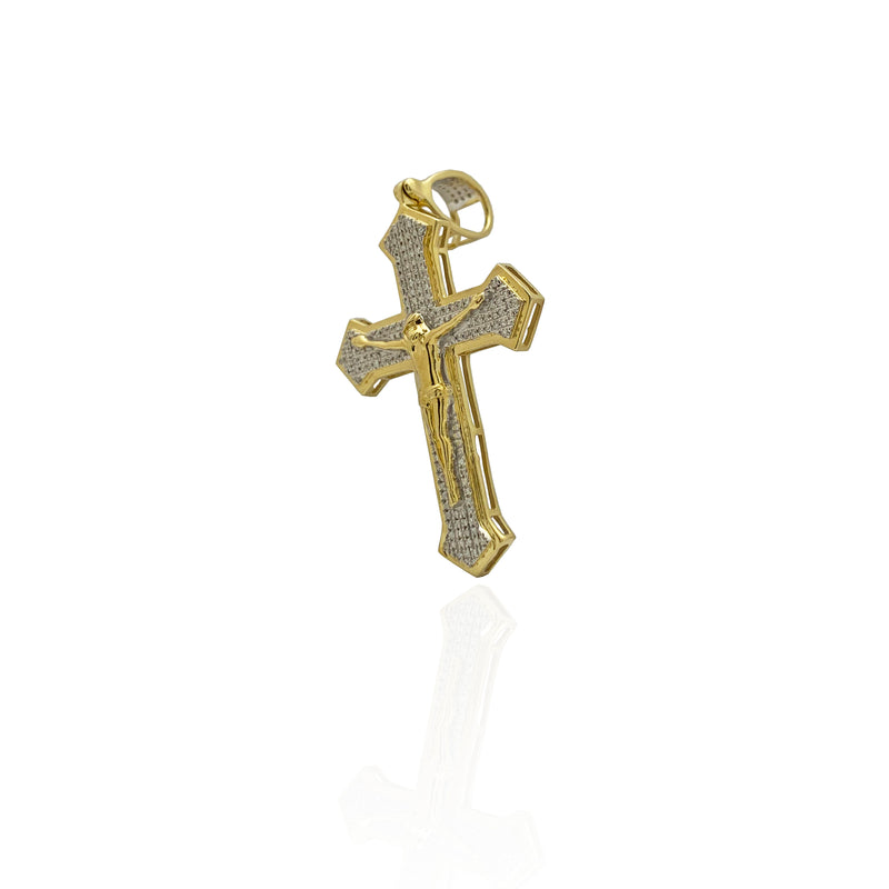 Solid 10k Gold Crucifix Pendant - Diamond Cut Religious Cross Necklace For Men & Women