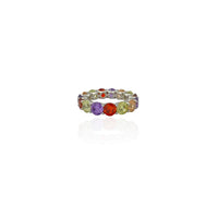 Pastel Rainbow Prong Eternity Band (Silver)