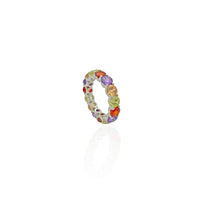 Pastel Rainbow Prong Eternity Band (Silver)