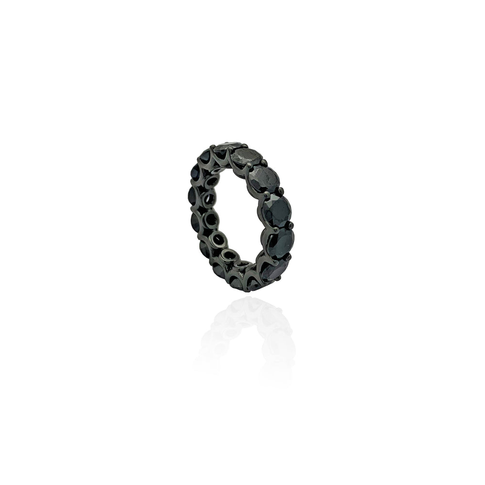 Black Stone Eternity Band (Silver)