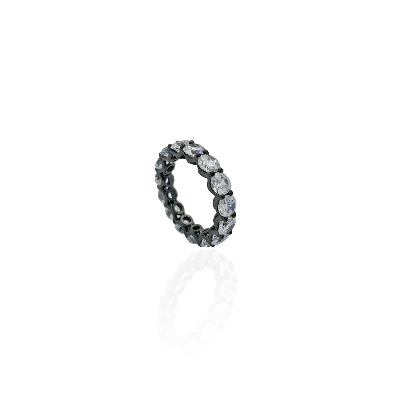 Round Stone Shared Prong Eternity Band (Silver)