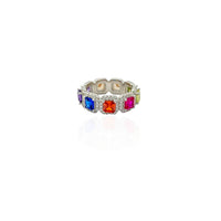Rainbow Halo Stone Eternity Band (Silver)