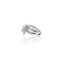 Diamond Cushion Halo Pave Double Ring (14K).