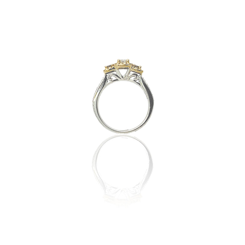 Three Stone Citrine Bridal Diamond Set Ring (14K)