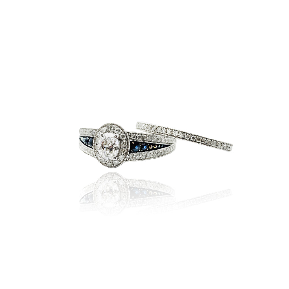 Sapphire Fancy Halo Diamond Ring  (14K)
