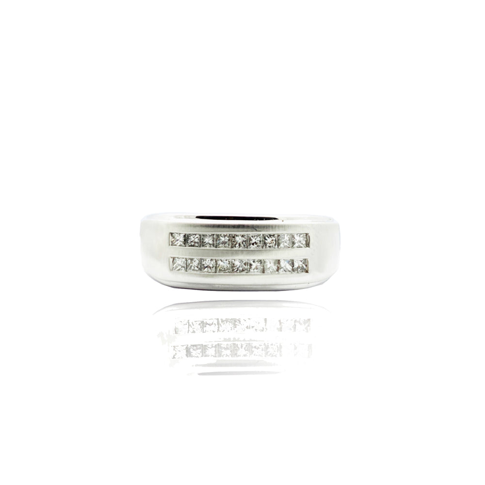 Double Row Channel Set Princess Cut Diamond Ring (14K).