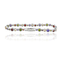 UwU Pastel Rainbow Gemstone Bracelet (Silver)