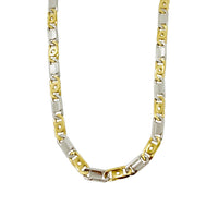To-tone Tiger Eye Link Chain (14K).