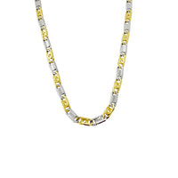 To-tone Tiger Eye Link Chain (14K).