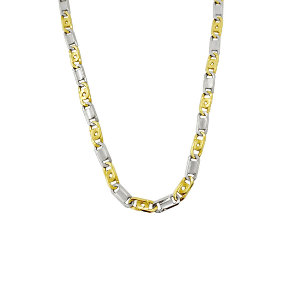 Two-Tone Tiger Eye Link Chain (14K)
