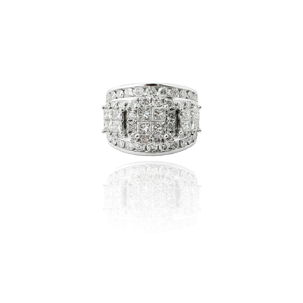 Diamond Engagement Triple Box Ring (14K).
