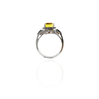 Halo Diamond Princess Shaped Citrine Ring (14K)