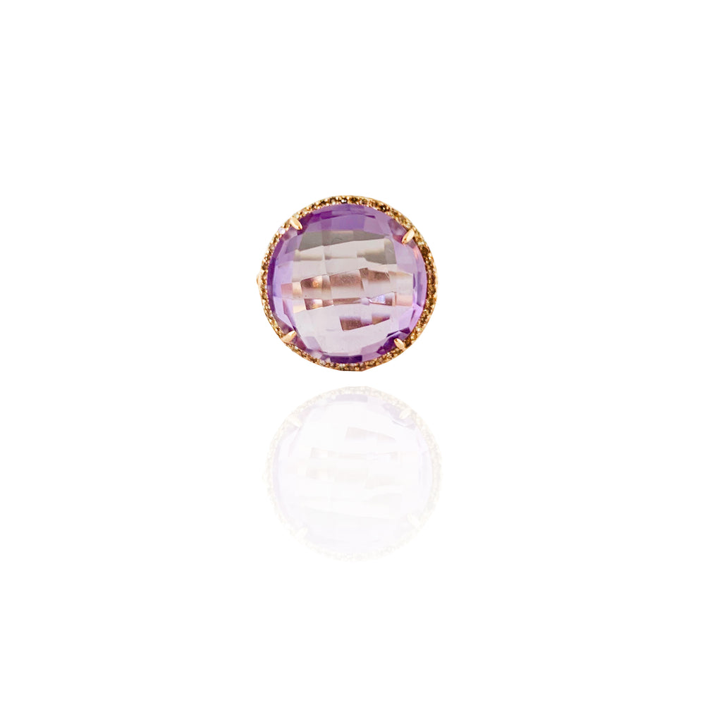 Diamond Halo Amethyst Ring (14K)