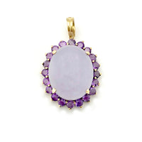 Amethyst-Framed Lilac Jade Pendant (14K)