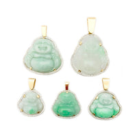 Jade-Buddha „玉佛“ Diamantrahmen-Anhänger (14K)