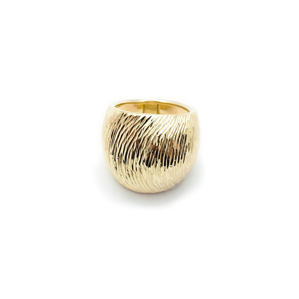 Domed Wood Grain Pattern Ring (14K)