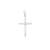 White Gold Single Row CZ Cross Pendant (14K)