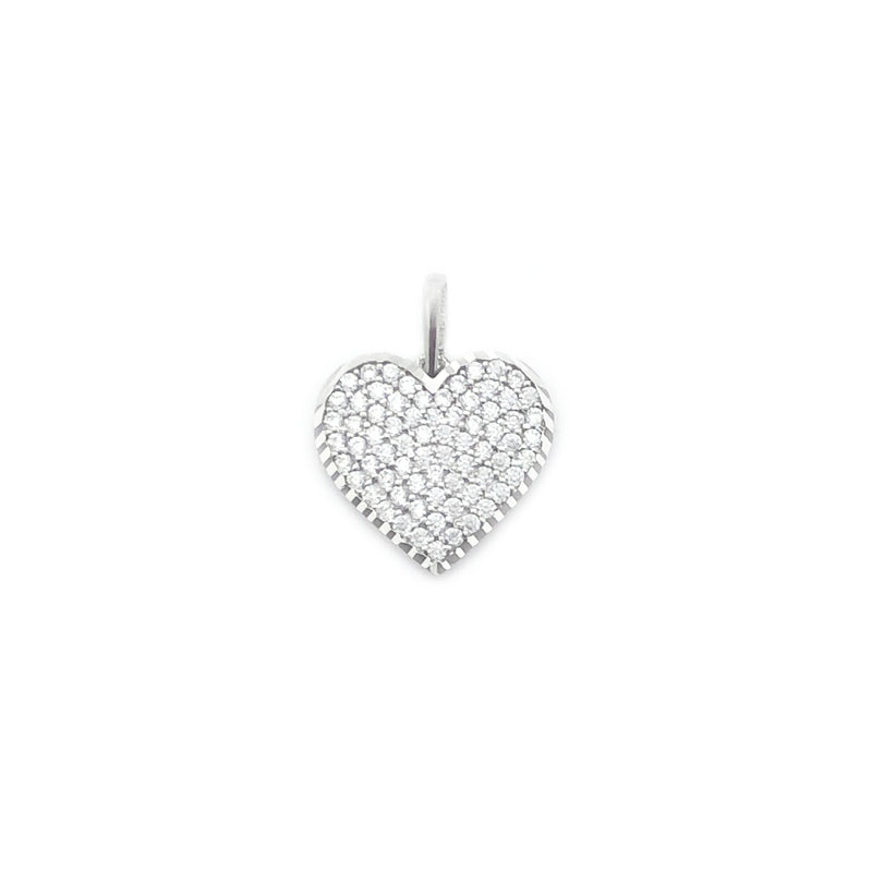 Diamond-Cut Stoneset Heart Pendant (14K)