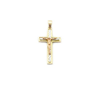 Tri-Color Diamond-Cut Cross Pendant (14K)