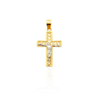 Two-Tone Heart Shaped Cross Pendant (14K)