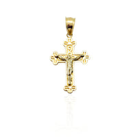 Two-Tone Budded Cross Pendant (14K)