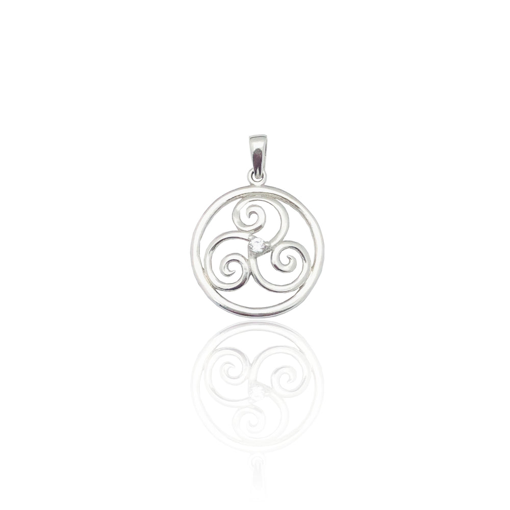 Circular Triskele CZ Pendant (14K)