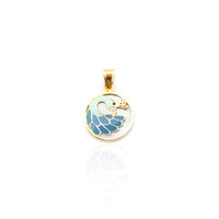 Arabesque Enamel Peacock Round Pendant (14K)