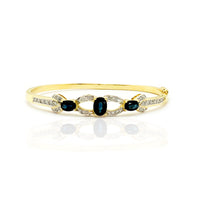 Aegean Blue Sapphire & Diamond Bangle Bracelet (14K).