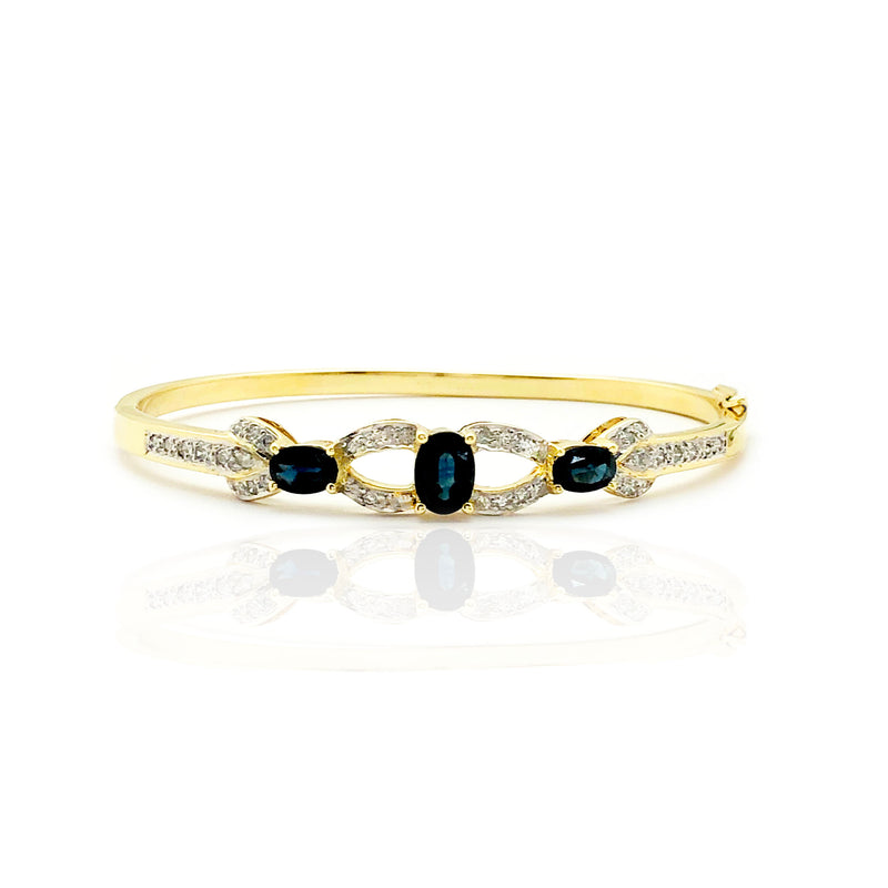Aegean Blue Sapphire & Diamond Bangle Bracelet (14K)