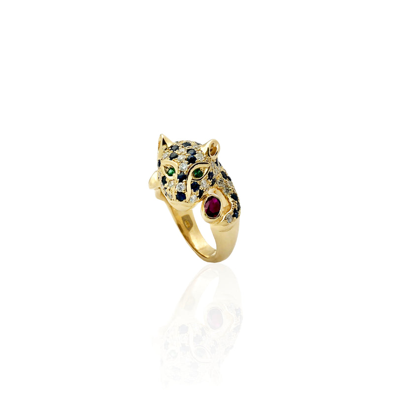 Multi-Color Stones Magnificent Panther Diamond Ring (14K)