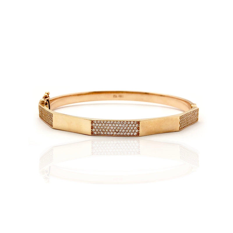 Amazon.com: Amalia 18K Yellow Gold Half Bangle with Diamond Heart Charms: Bangle  Bracelets: Clothing, Shoes & Jewelry