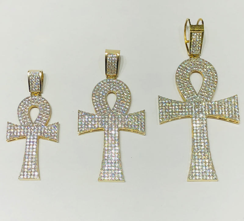 Iced-Out Ankh Pendant 14K