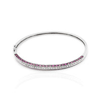 White Gold Pink Sapphire & Diamond Bangle Bracelet (14K)