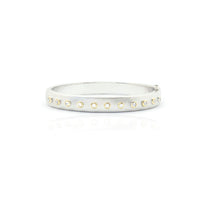 Two-Tone Round CZ Bangle Bracelet (14K)