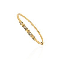 Heart & " X " Diamond Bangle bracelet (14K).