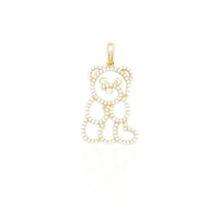 Teddy Bear Out-Line CZ Pendant (14K)