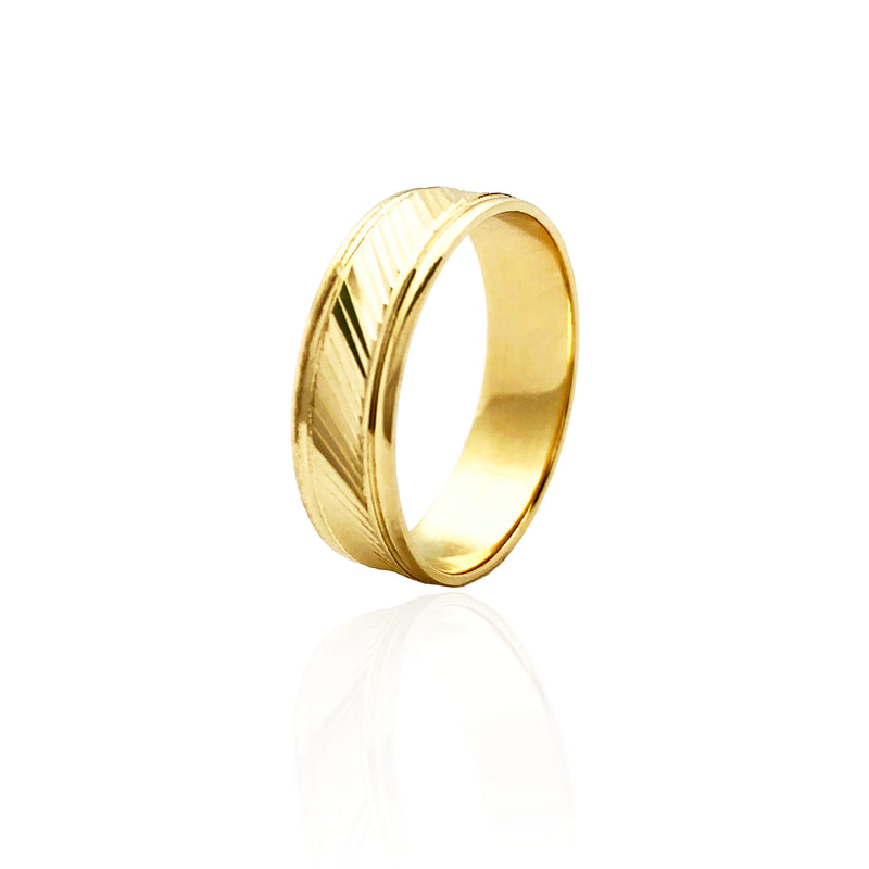 Diagonal Line Diamond-Cut Wedding Band Ring (14K)