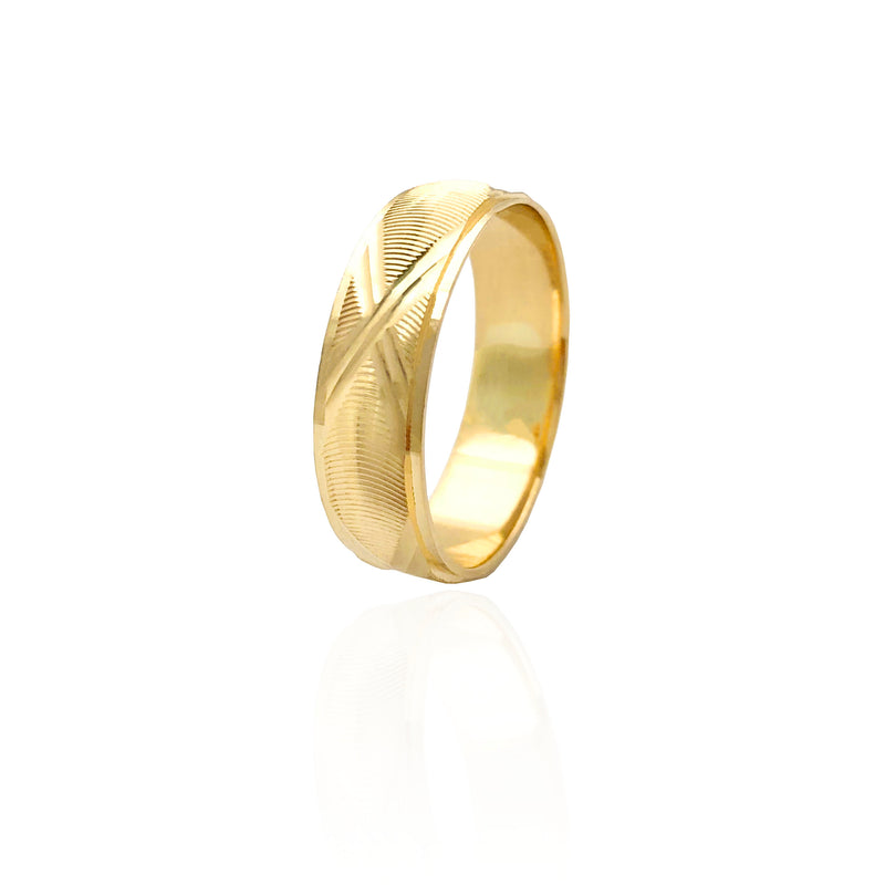 " X " Diamond-Cut Wedding Band Ring (14K)