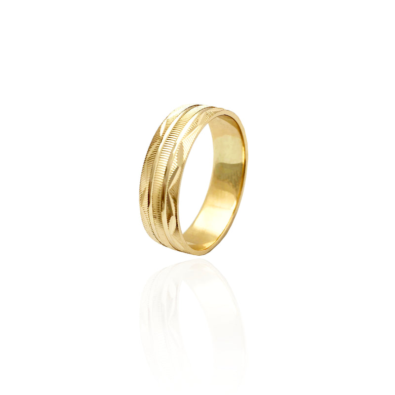 Crested Diamond-Cut Wedding Band Ring (14K)