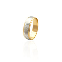 Two-Tone Diagonal Line Diamond-Cut Wedding Band Ring (14K)