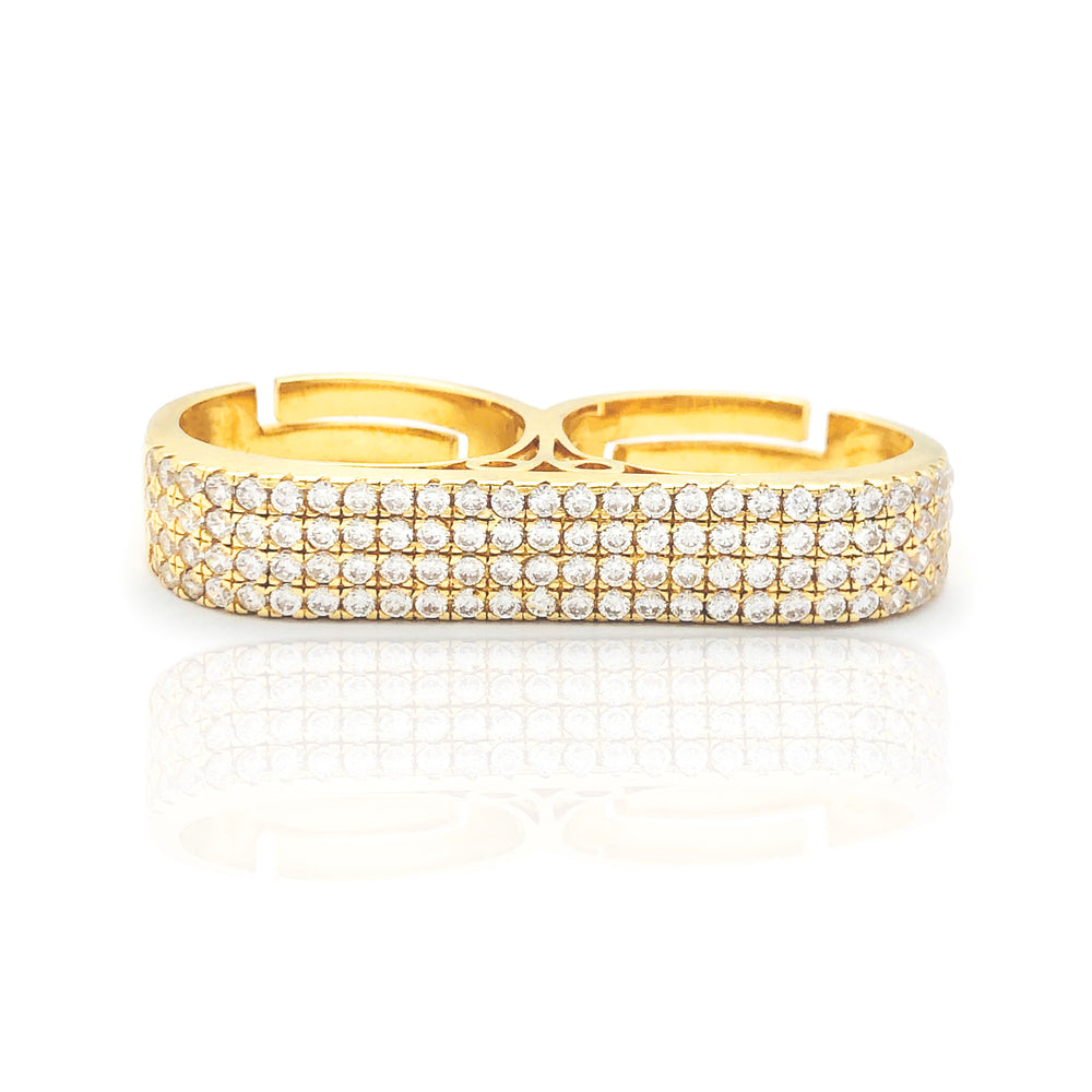 Two-Fingers Four-Row CZ Ring (10K)