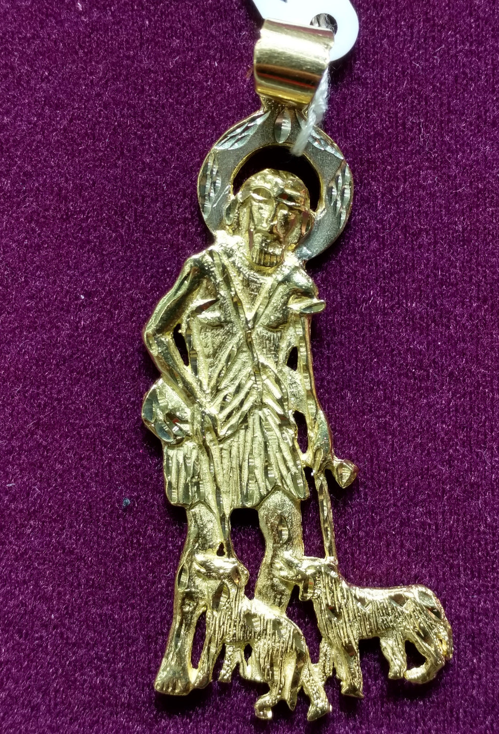Solid Saint Lazarus Pendant White Halo 14K - Lucky Diamond 恆福珠寶金行 New York City 169 Canal Street 10013 Jewelry store Playboi Charlie Chinatown @luckydiamondny 2124311180