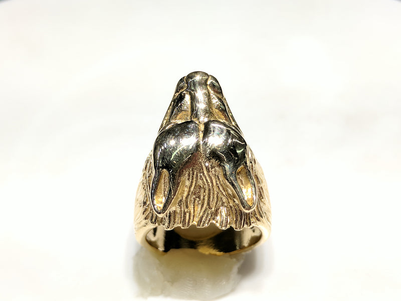 Antique-Finish Wolf Head Ring