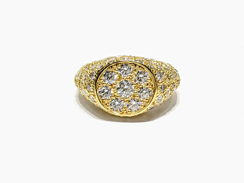 Iced Out Diamond Signet Ring (14K)