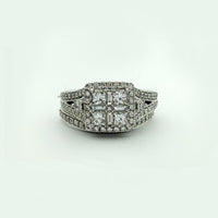 Diamond Engagement & Wedding Ring Set "Window to Love" (14K)